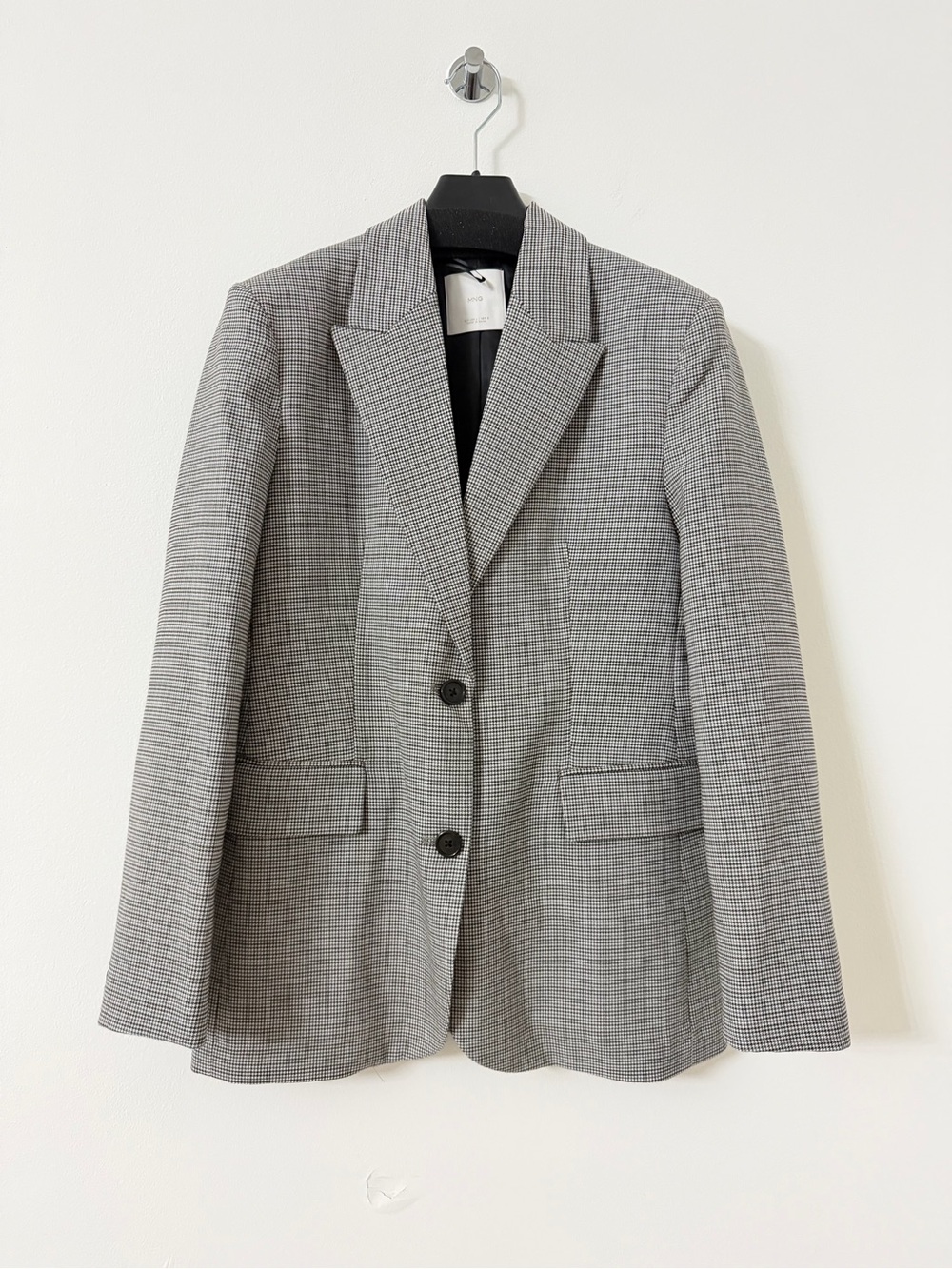 Mango Grey Checked Tailored Blazer